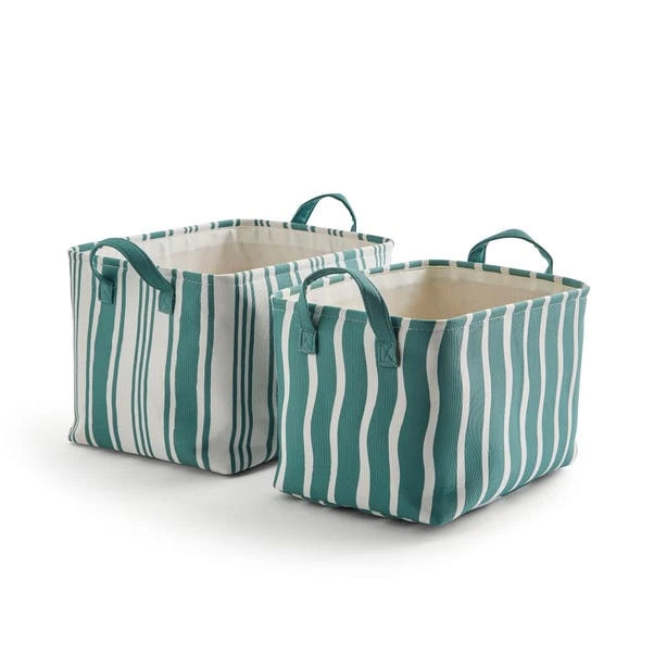 Set Of 2 Coastal Stripe Rectangular Storage Boxes 5 Set Of 2 Coastal Stripe Rectangular Storage Boxes - Image 3