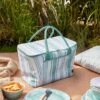 Coastal Stripe Jade Mist Picnic Bag 2 Coastal Stripe Jade Mist Picnic Bag -Dunelm 30927482