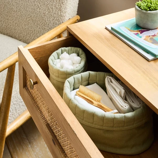 Set Of 2 Sage Green Fabric Storage Baskets 4 Set Of 2 Sage Green Fabric Storage Baskets - Image 2