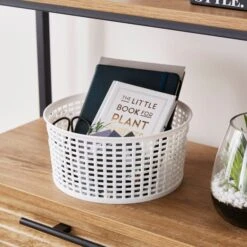 Checked Plastic 3L Round Basket 17 Checked Plastic 3L Round Basket -Dunelm 30933382