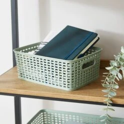 Checked Plastic Basket 37 Checked Plastic Basket -Dunelm 30933417