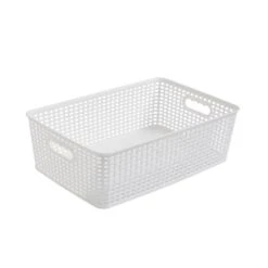 Checked Plastic Basket 36 Checked Plastic Basket -Dunelm 30933428 alt02