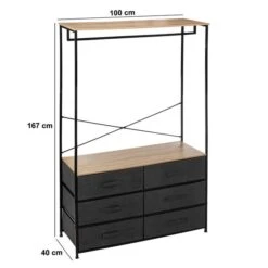 Tissa Hanging Rail With 6 Grey Drawers 11 Tissa Hanging Rail With 6 Grey Drawers -Dunelm 30944925 alt02