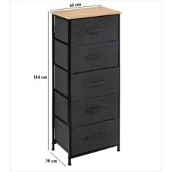 Tissa Tall Grey 5 Drawer Storage Unit 12 Tissa Tall Grey 5 Drawer Storage Unit -Dunelm 30944927 alt02