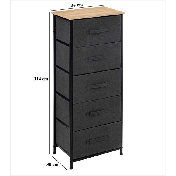 Tissa Tall Grey 5 Drawer Storage Unit 5 Tissa Tall Grey 5 Drawer Storage Unit - Image 3