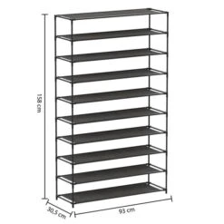 Fabric 10 Shelf Shoe Storage Organiser 10 Fabric 10 Shelf Shoe Storage Organiser -Dunelm 30944960 alt02