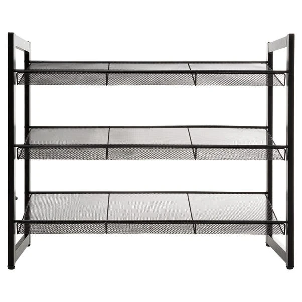 Metal Black 9 Pair Shoe Storage Rack 3 Metal Black 9 Pair Shoe Storage Rack