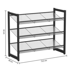 Metal Black 9 Pair Shoe Storage Rack 9 Metal Black 9 Pair Shoe Storage Rack -Dunelm 30944965 alt02