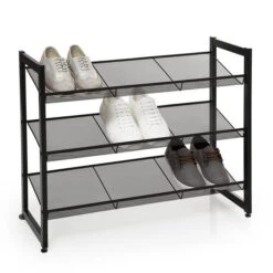 Metal Black 9 Pair Shoe Storage Rack 10 Metal Black 9 Pair Shoe Storage Rack -Dunelm 30944965 alt03