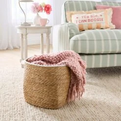 Rush Storage Basket With Trim 20 Rush Storage Basket With Trim -Dunelm 30964912