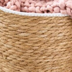 Rush Storage Basket With Trim 21 Rush Storage Basket With Trim -Dunelm 30964912 alt01