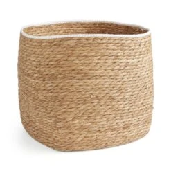 Rush Storage Basket With Trim 22 Rush Storage Basket With Trim -Dunelm 30964912 alt02