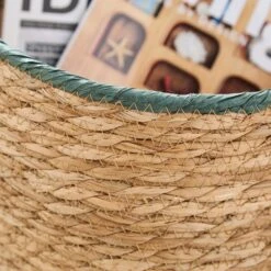 Rush Storage Basket With Trim 18 Rush Storage Basket With Trim -Dunelm 30964913 alt01