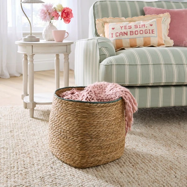 Rush Storage Basket With Trim 3 Rush Storage Basket With Trim